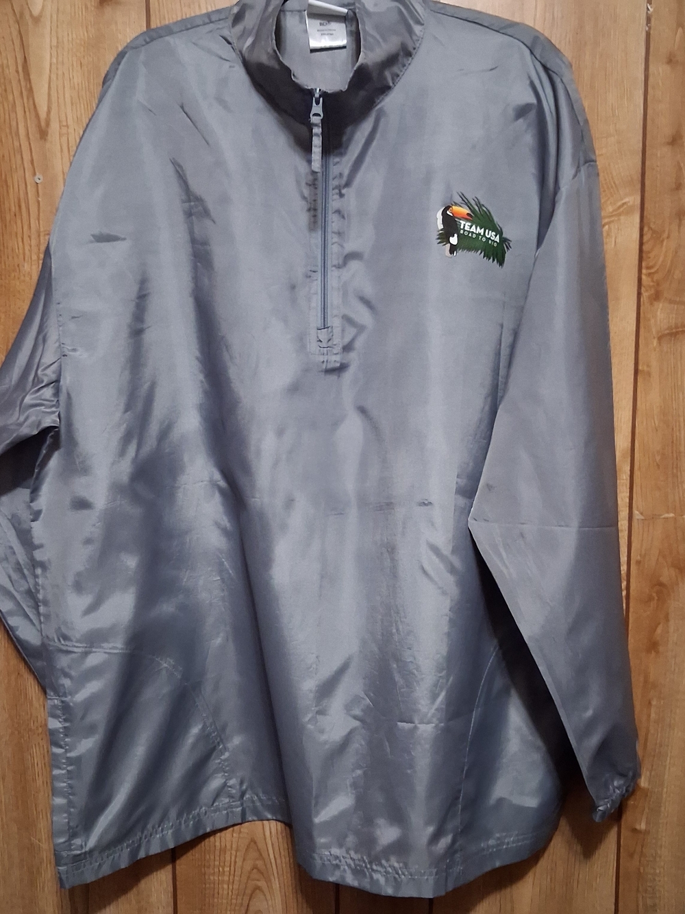 Team USA Road To Rio 2016 Olympic Windbreaker Jacket Gray 1/4 Zip Size 2XL